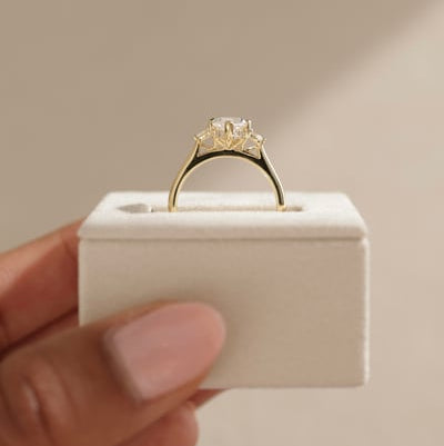 2 CT Marquise Three Stone Hidden Halo Moissanite Engagement Ring