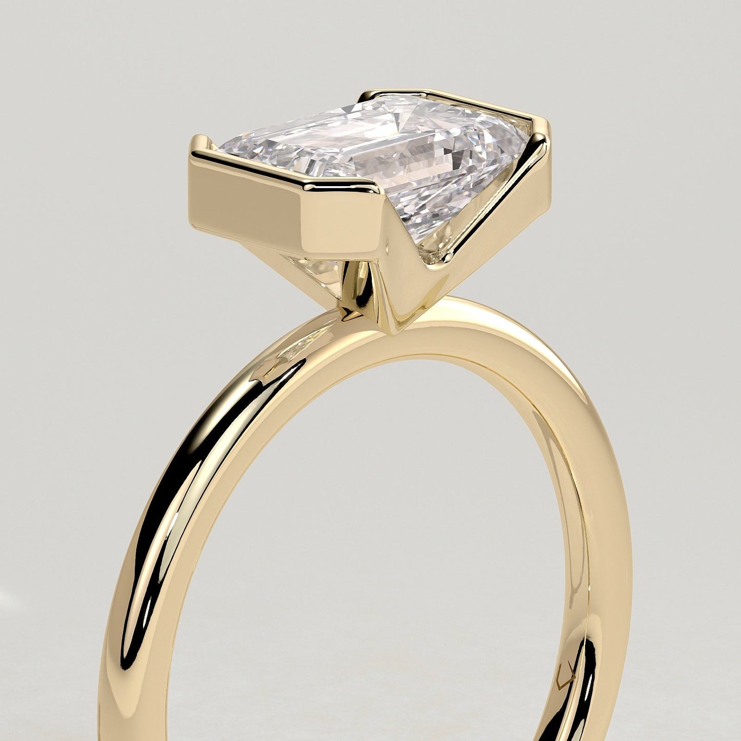 2 CT Emerald Solitaire East-West Moissanite Engagement Ring