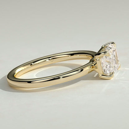 2 CT East West Emerald Solitaire Moissanite Engagement Ring