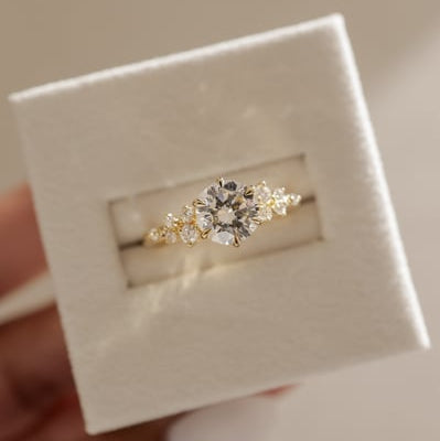 2 CT Round Cluster Moissanite Engagement Ring