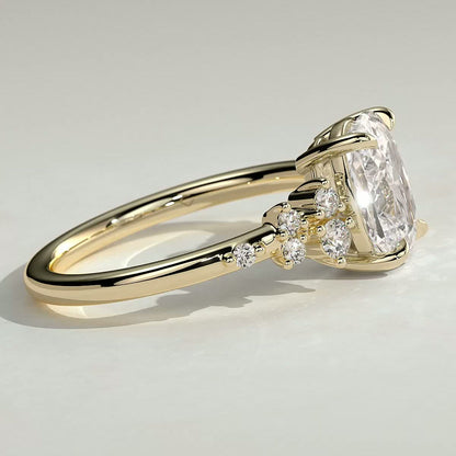 2 CT Elongated Cushion Cluster Moissanite Engagement Ring