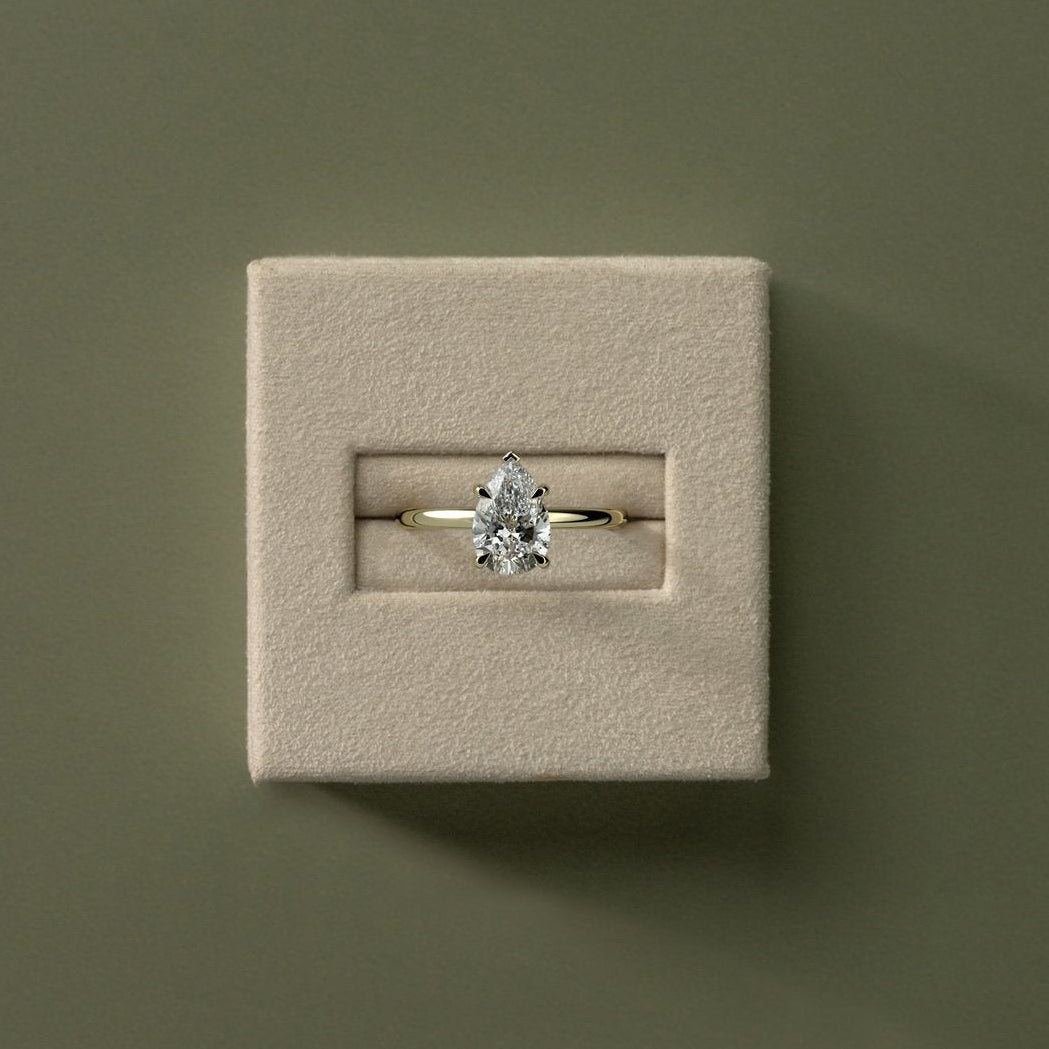 2 CT Pear Hidden Halo Moissanite Engagement Ring