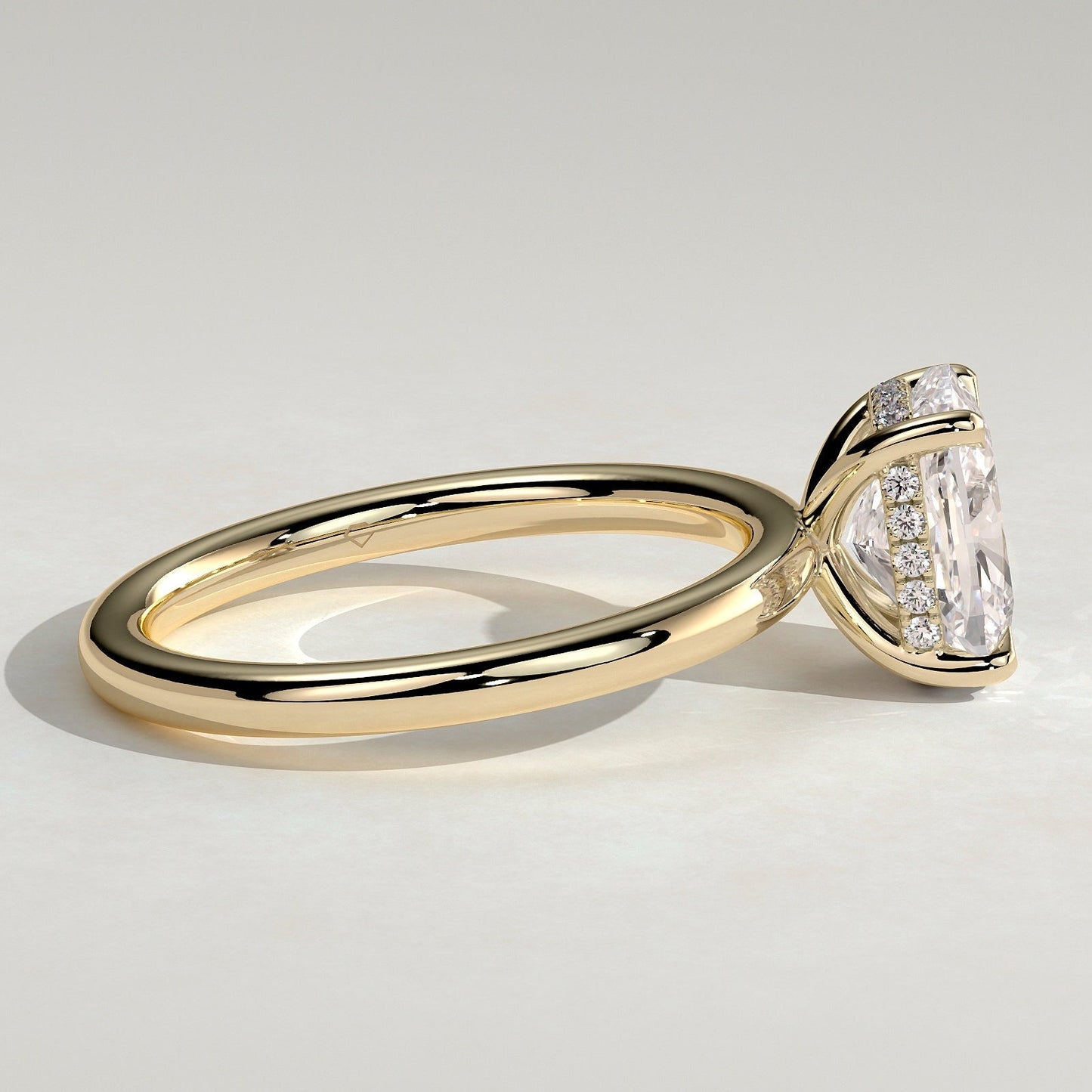 2 CT Elongated Cushion Hidden Halo Moissanite Engagement Ring