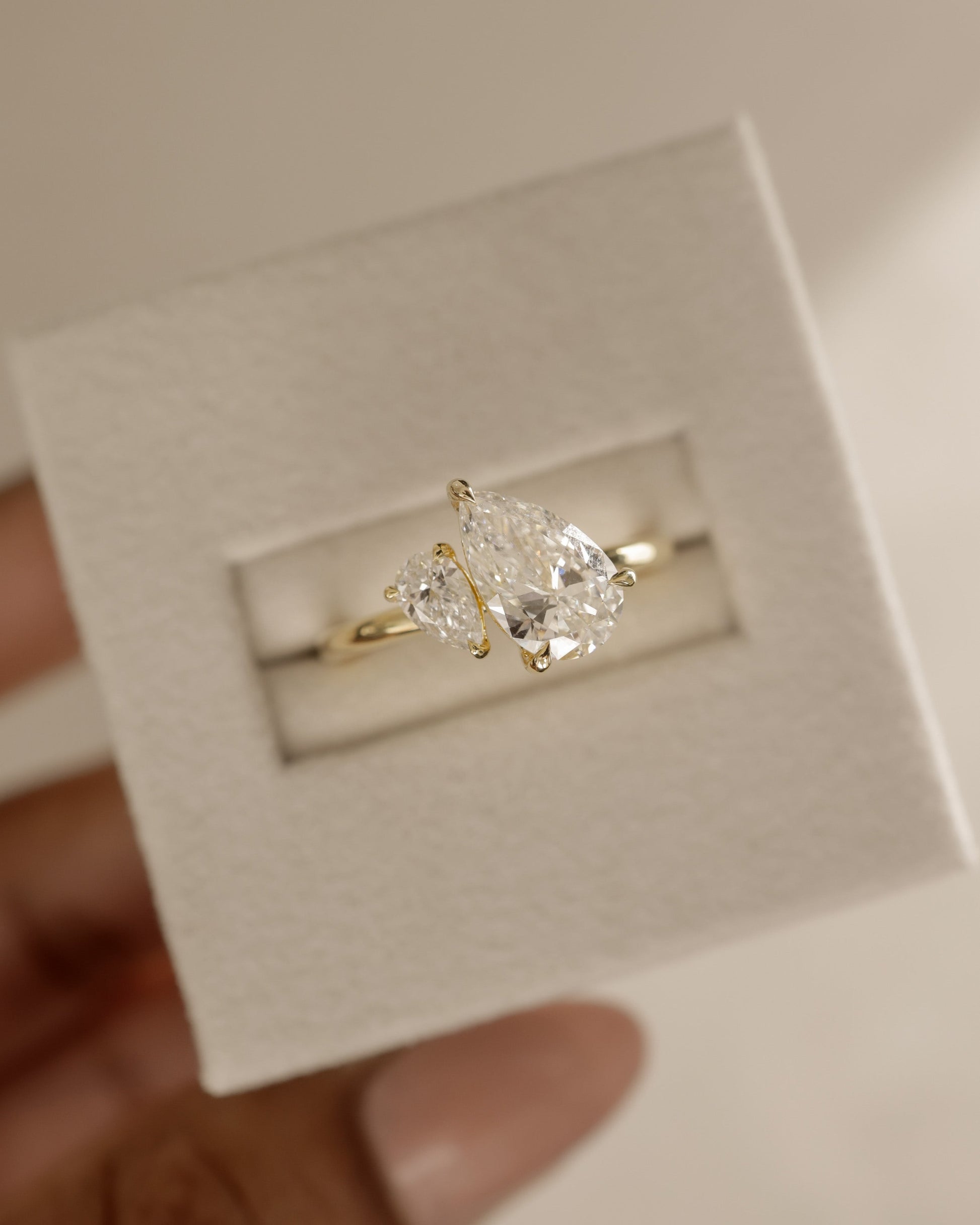 1 TCW Pear Toi et Moi Moissanite Engagement Ring