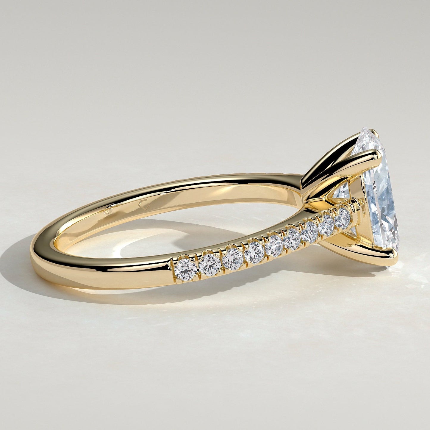 2 CT Oval Pave Moissanite Engagement Ring