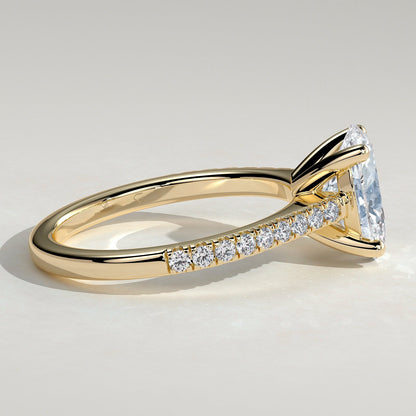 2 CT Oval Pave Moissanite Engagement Ring