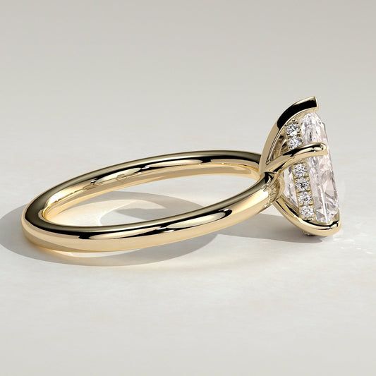 2 CT Pear Hidden Halo Moissanite Engagement Ring