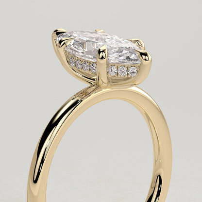 2 CT Marquise Hidden Halo Moissanite Engagement Ring