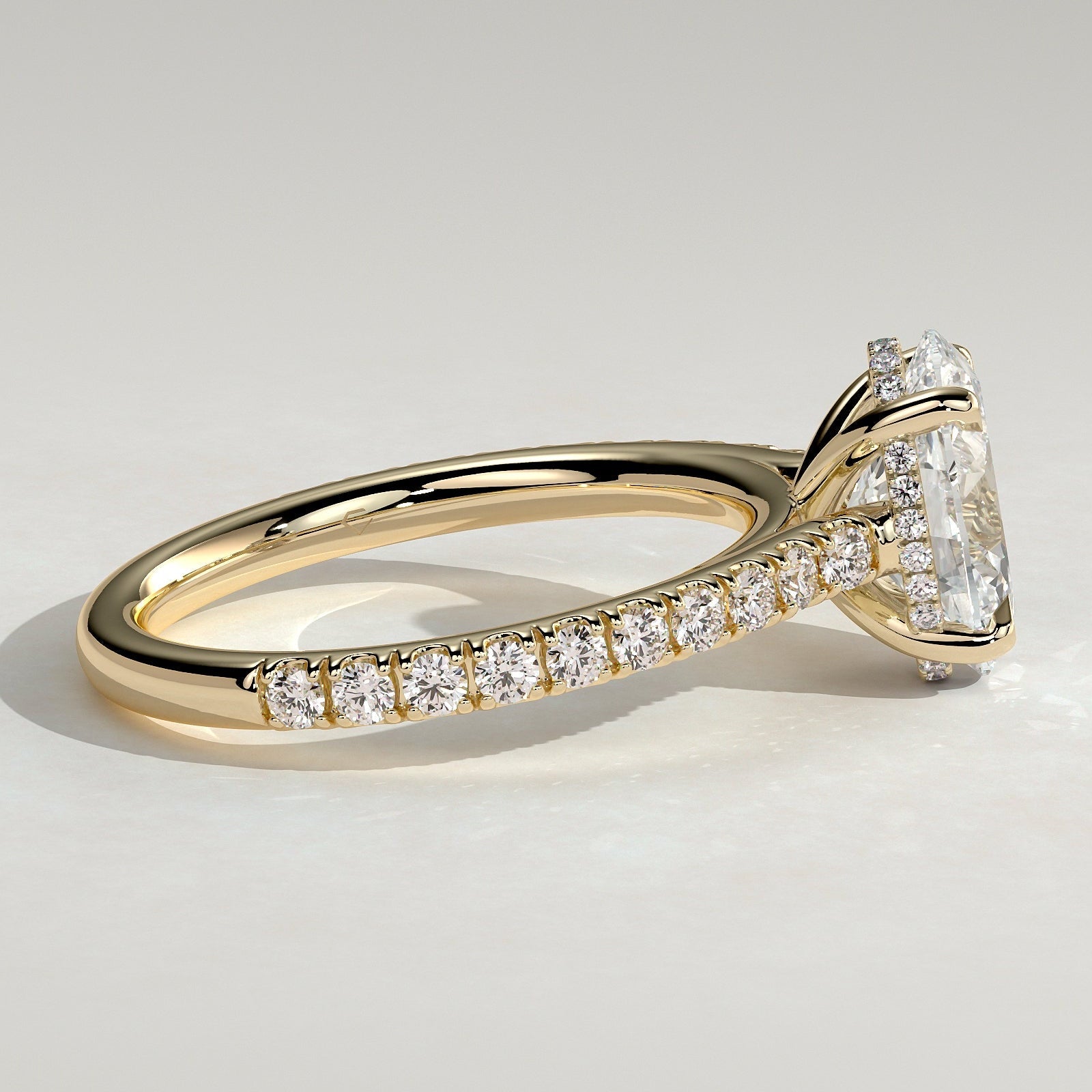 2 CT Oval Hidden Halo & Pave Moissanite Engagement Ring