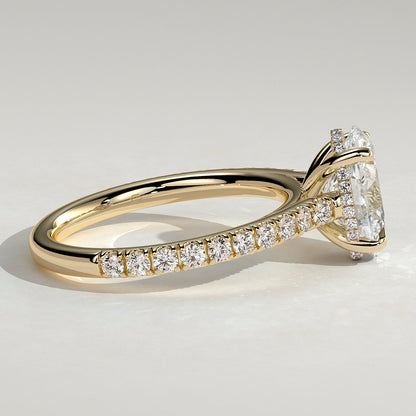 2 CT Oval Hidden Halo & Pave Moissanite Engagement Ring