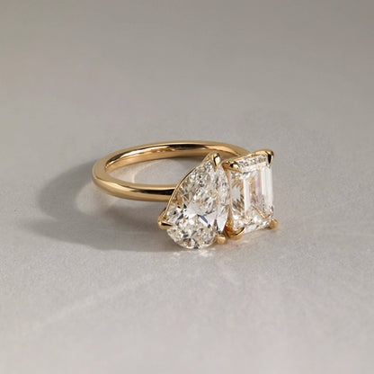 1 CT Pear Toi et Moi Moissanite Engagement Ring
