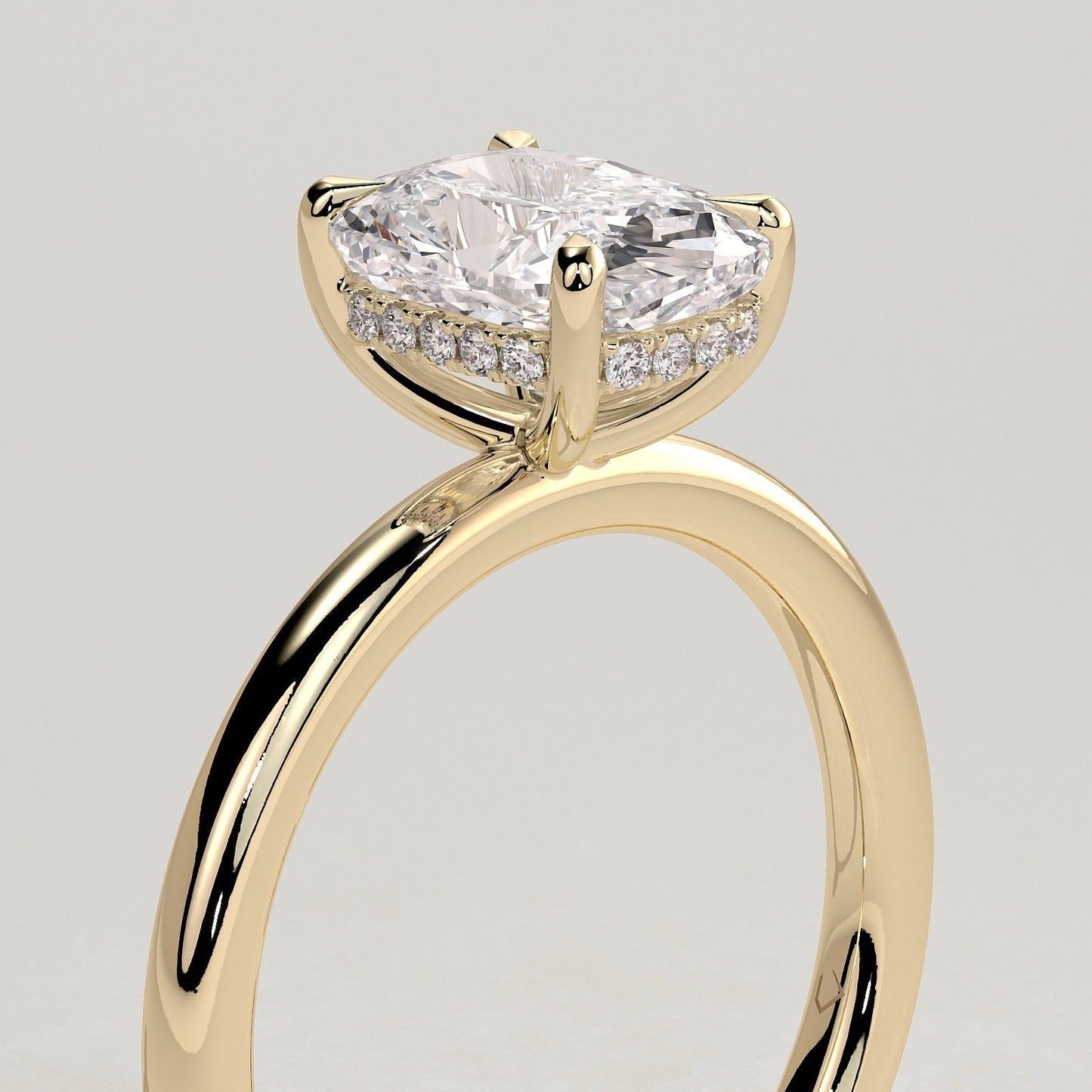 2 CT Elongated Cushion Hidden Halo Moissanite Engagement Ring