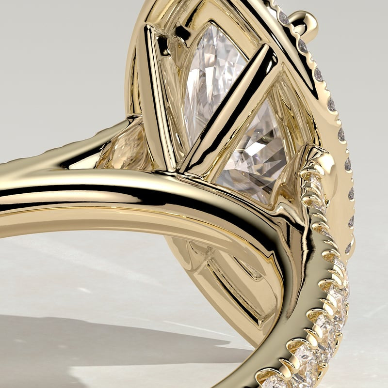 2 CT Marquise Halo & Pave Moissanite Engagement Ring
