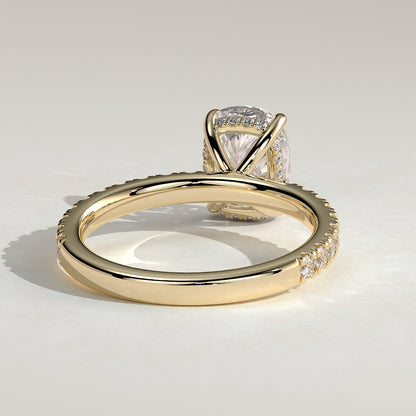 2 CT Elongated Pave Moissanite Engagement Ring
