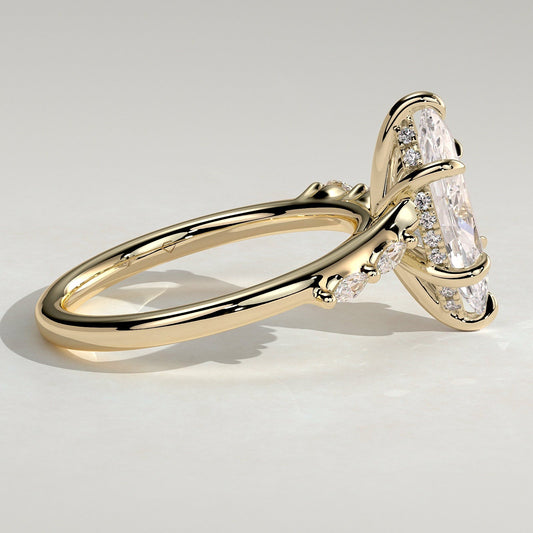 2 CT Marquise Pave Moissanite Engagement Ring