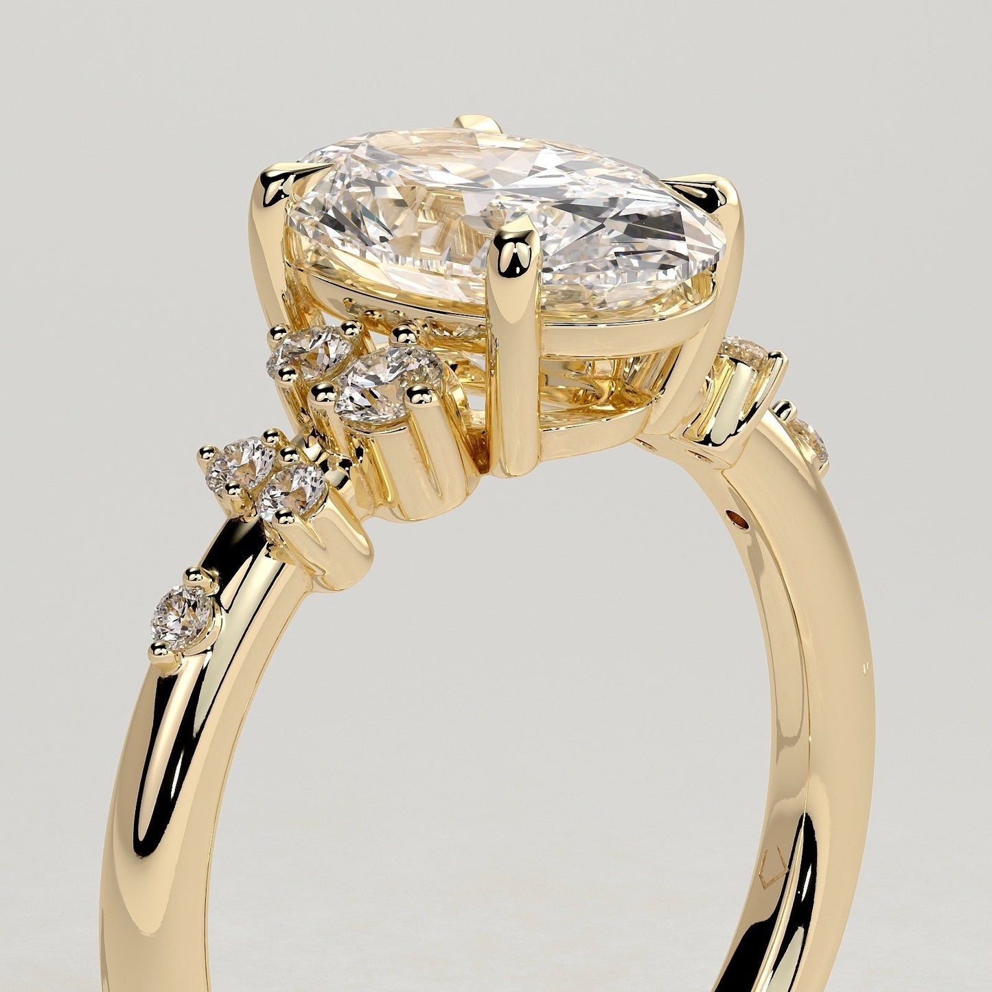 2 CT Oval Cluster Moissanite Engagement Ring