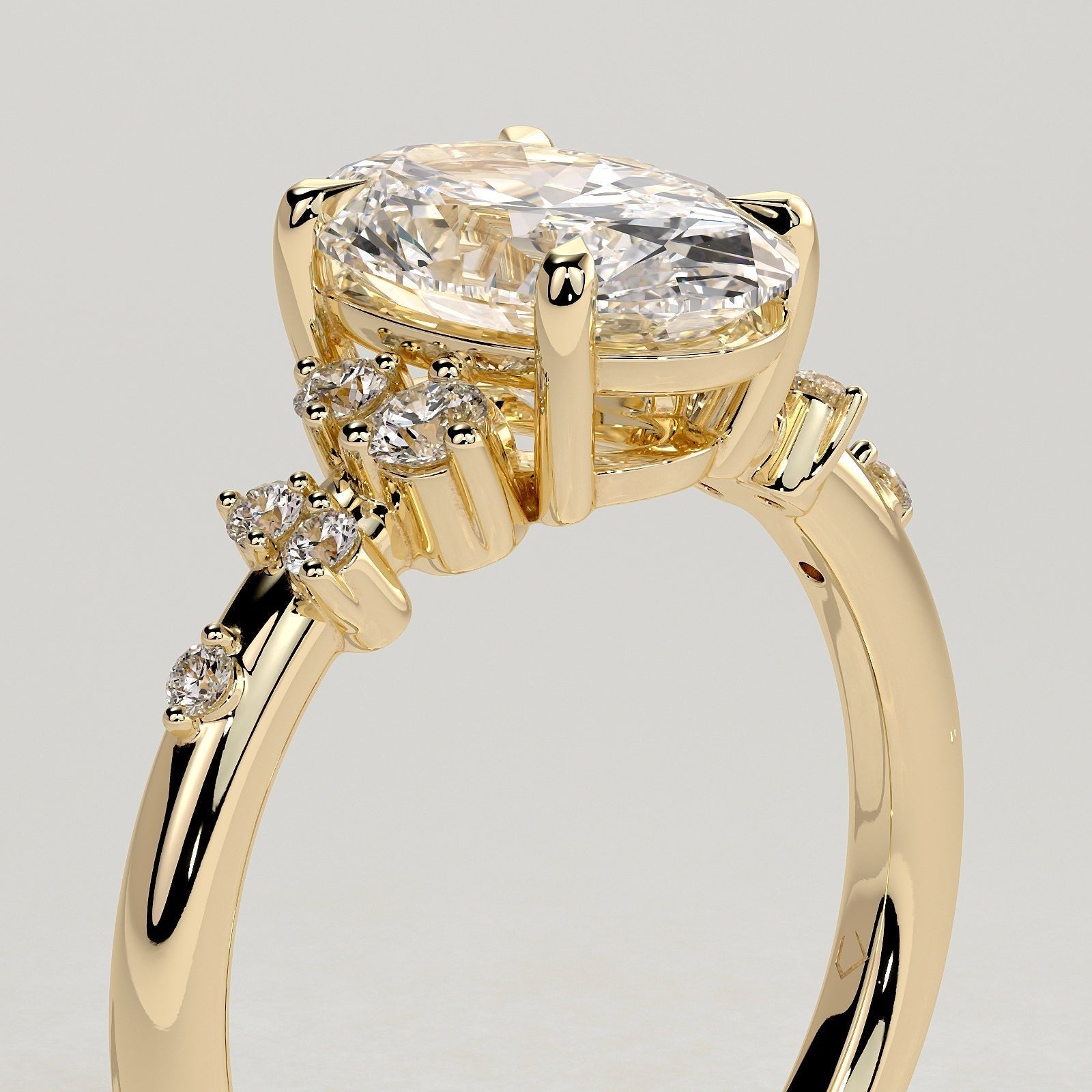 2 CT Oval Cluster Moissanite Engagement Ring