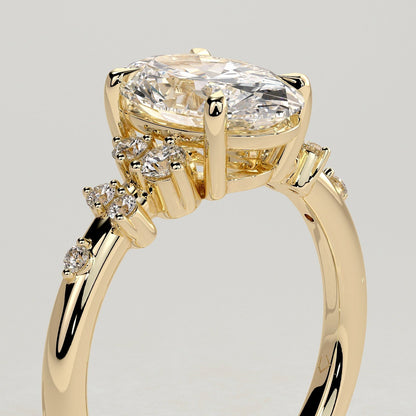 2 CT Oval Cluster Moissanite Engagement Ring