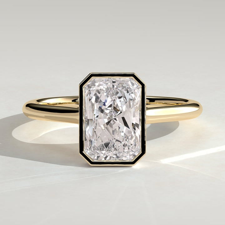 2 CT Radiant Bezel Solitaire Moissanite Engagement Ring