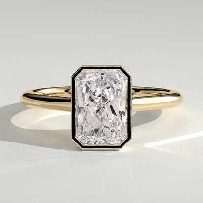 2 CT Radiant Bezel Solitaire Moissanite Engagement Ring