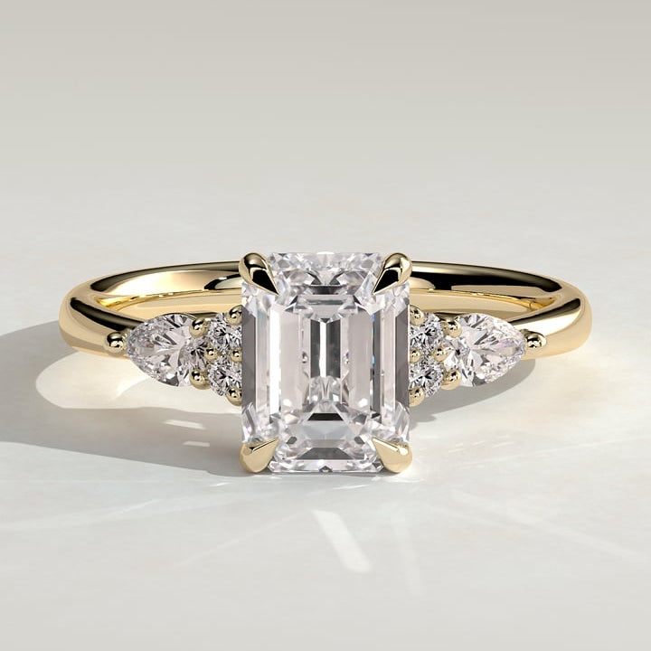 2 CT Emerald Cluster Side Stone Moissanite Engagement Ring