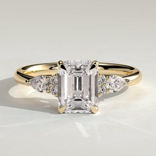 2 CT Emerald Cluster Side Stone Moissanite Engagement Ring