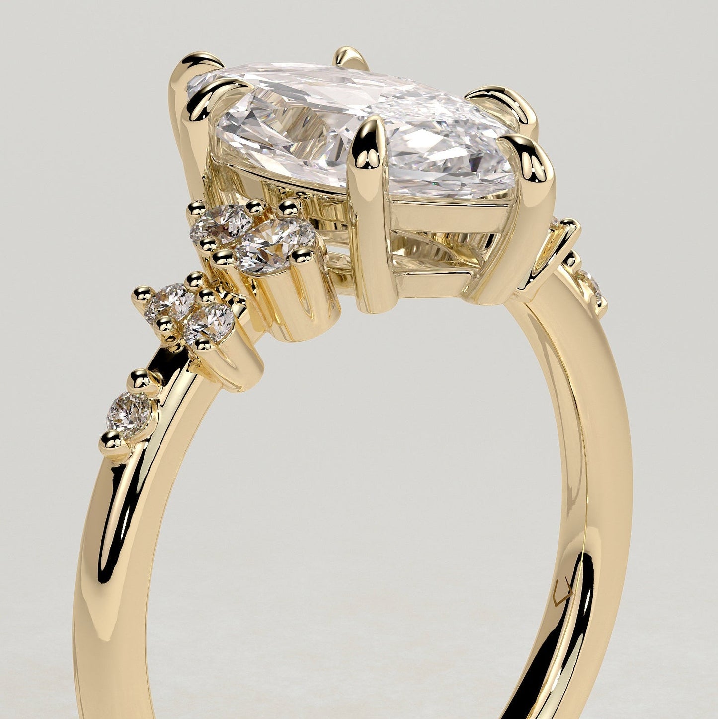 2 CT Marquise Cluster Moissanite Engagement Ring