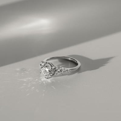 2 CT Round Cluster Moissanite Engagement Ring