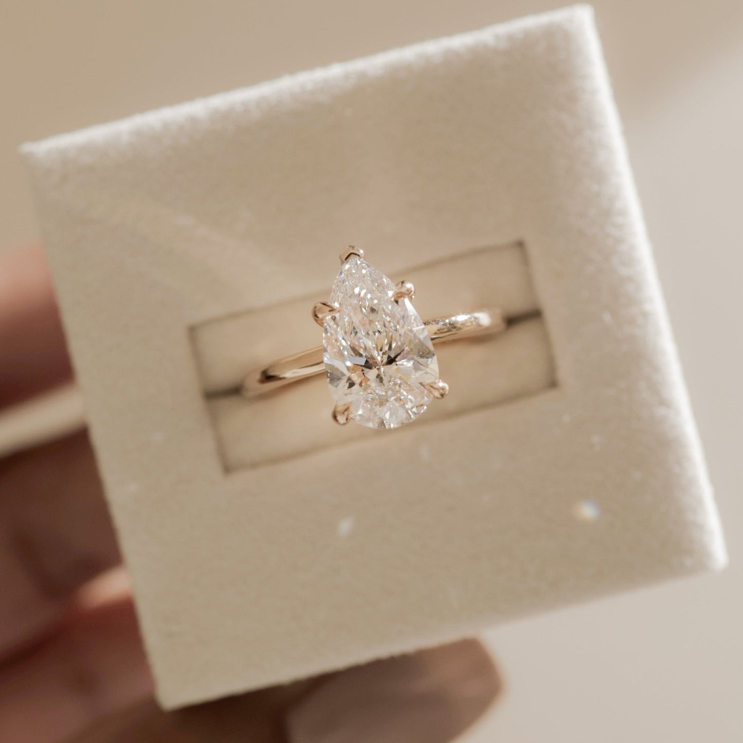 2 CT Pear Hidden Halo Moissanite Engagement Ring