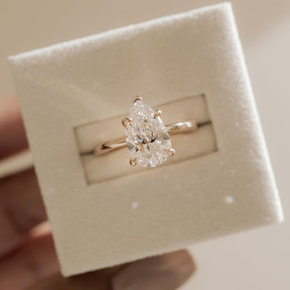 2 CT Pear Hidden Halo Moissanite Engagement Ring
