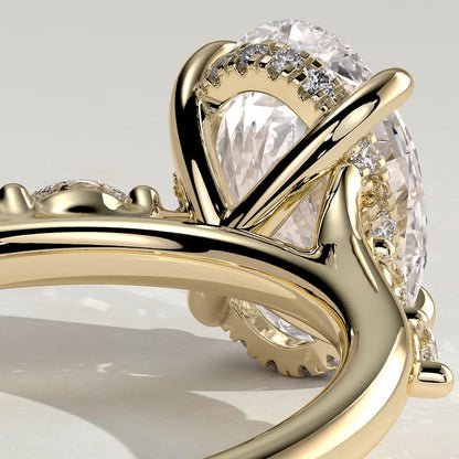 2 CT Oval Pave Moissanite Engagement Ring