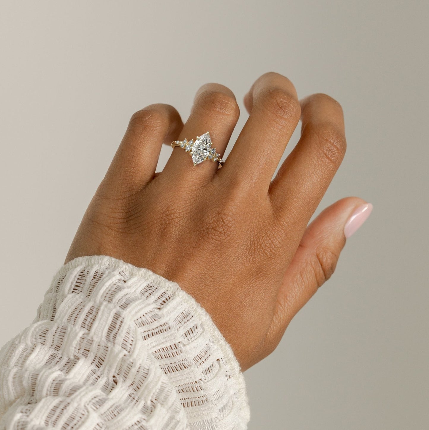 2 CT Marquise Cluster Moissanite Engagement Ring