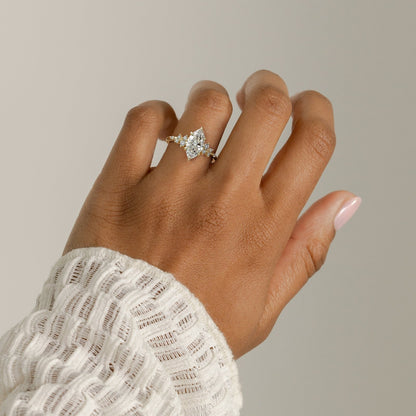 2 CT Marquise Cluster Moissanite Engagement Ring