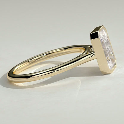 2 CT Radiant Bezel Solitaire Moissanite Engagement Ring