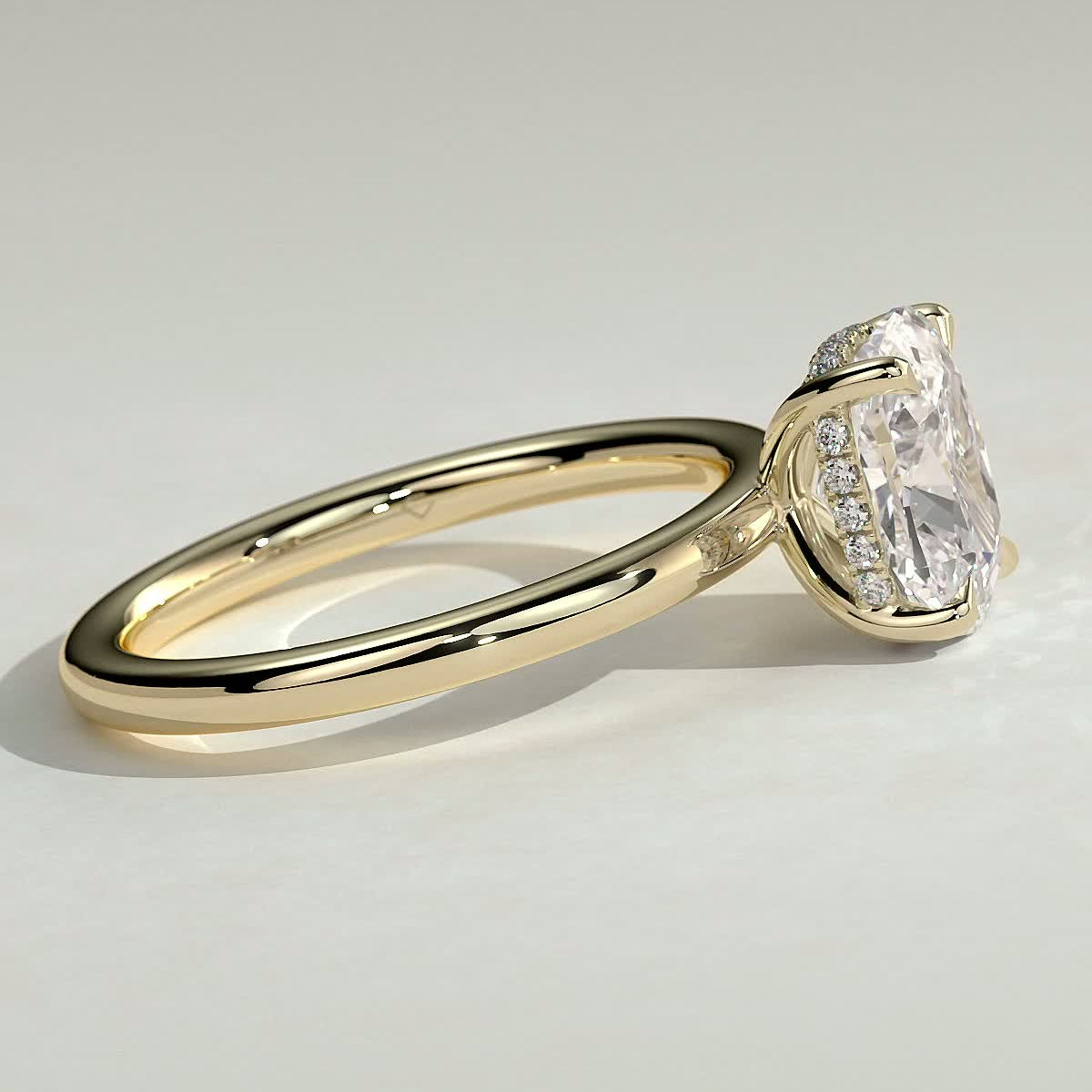 2 CT Elongated Cushion Hidden Halo Moissanite Engagement Ring