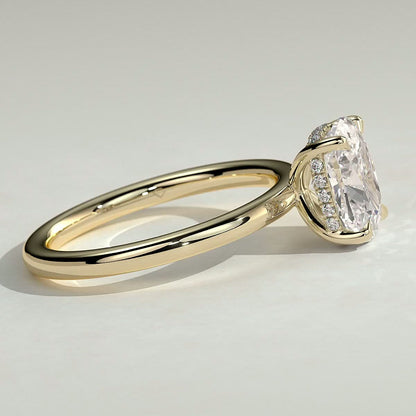 2 CT Elongated Cushion Hidden Halo Moissanite Engagement Ring