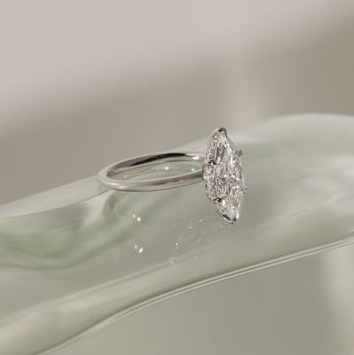 2 CT Marquise Hidden Halo Moissanite Engagement Ring