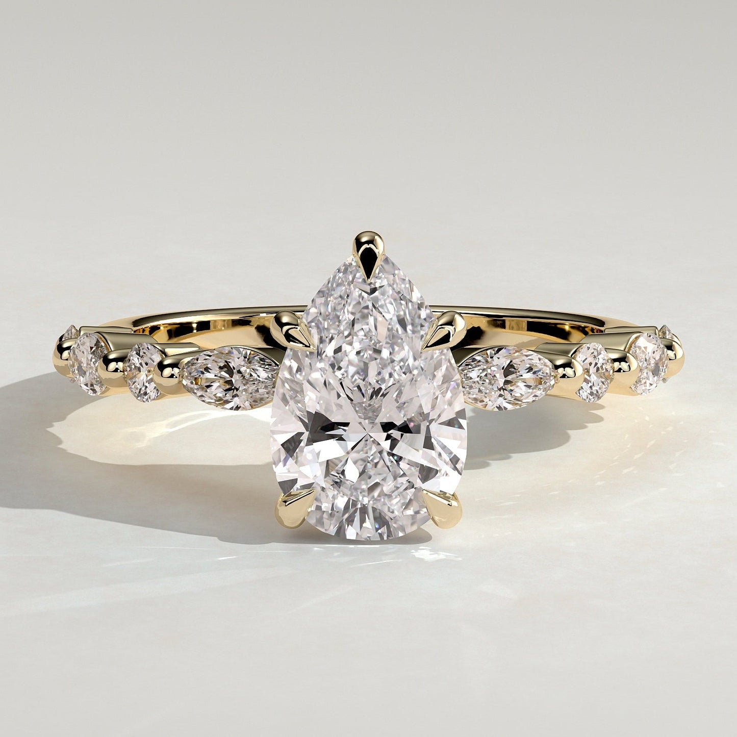 2 CT Pear Dainty Pave Moissanite Engagement Ring