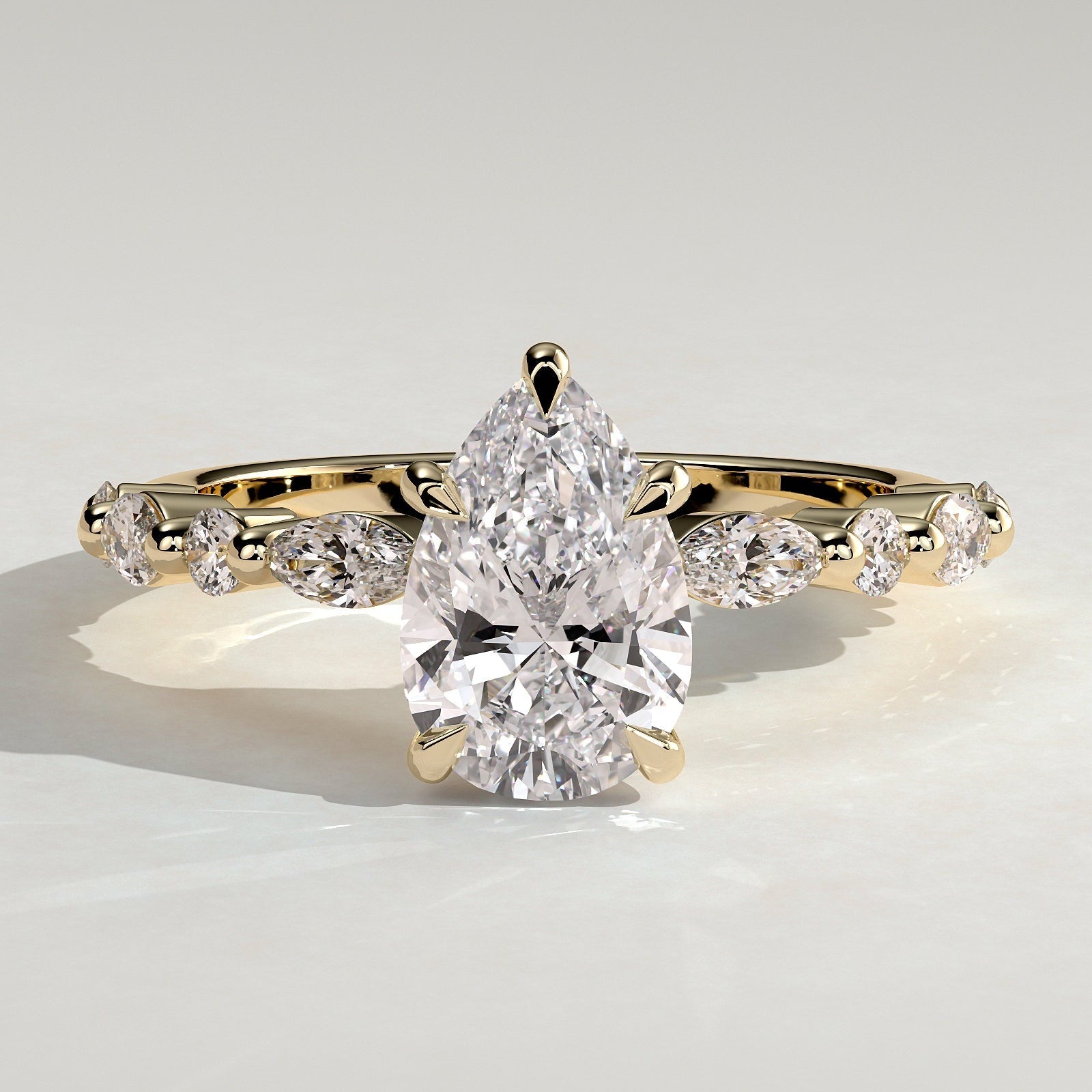 2 CT Pear Dainty Pave Moissanite Engagement Ring