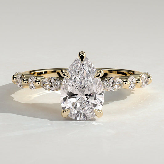 2 CT Pear Dainty Pave Moissanite Engagement Ring