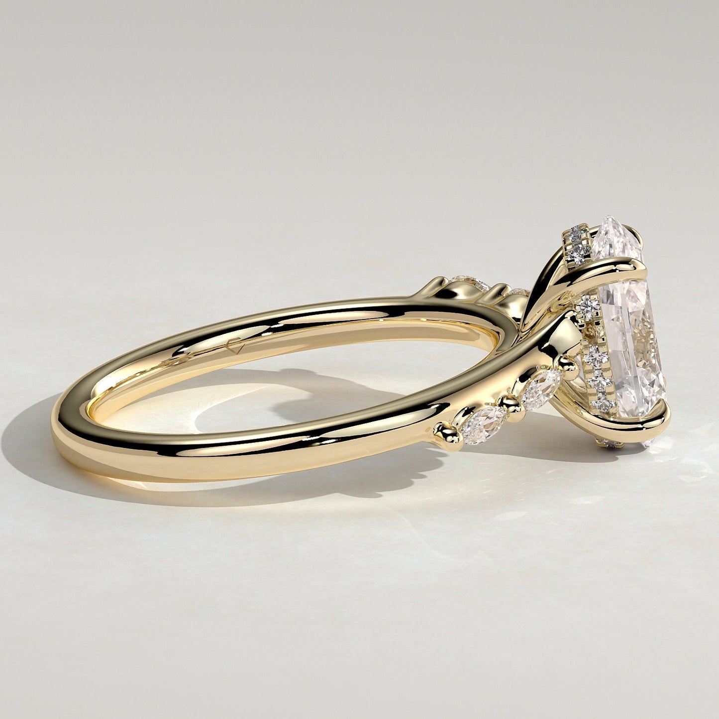 2 CT Oval Pave Moissanite Engagement Ring
