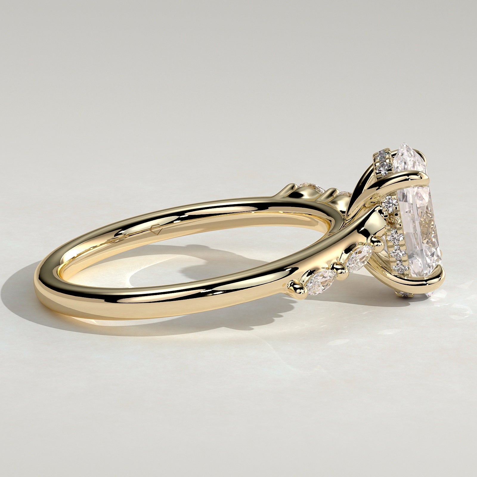 2 CT Oval Pave Moissanite Engagement Ring