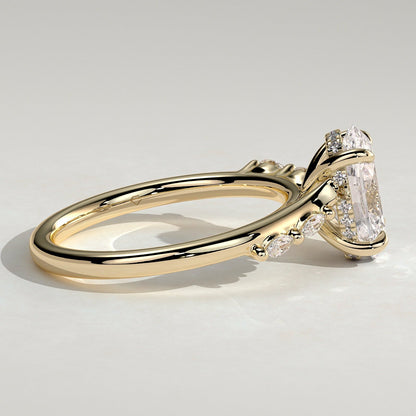 2 CT Oval Pave Moissanite Engagement Ring