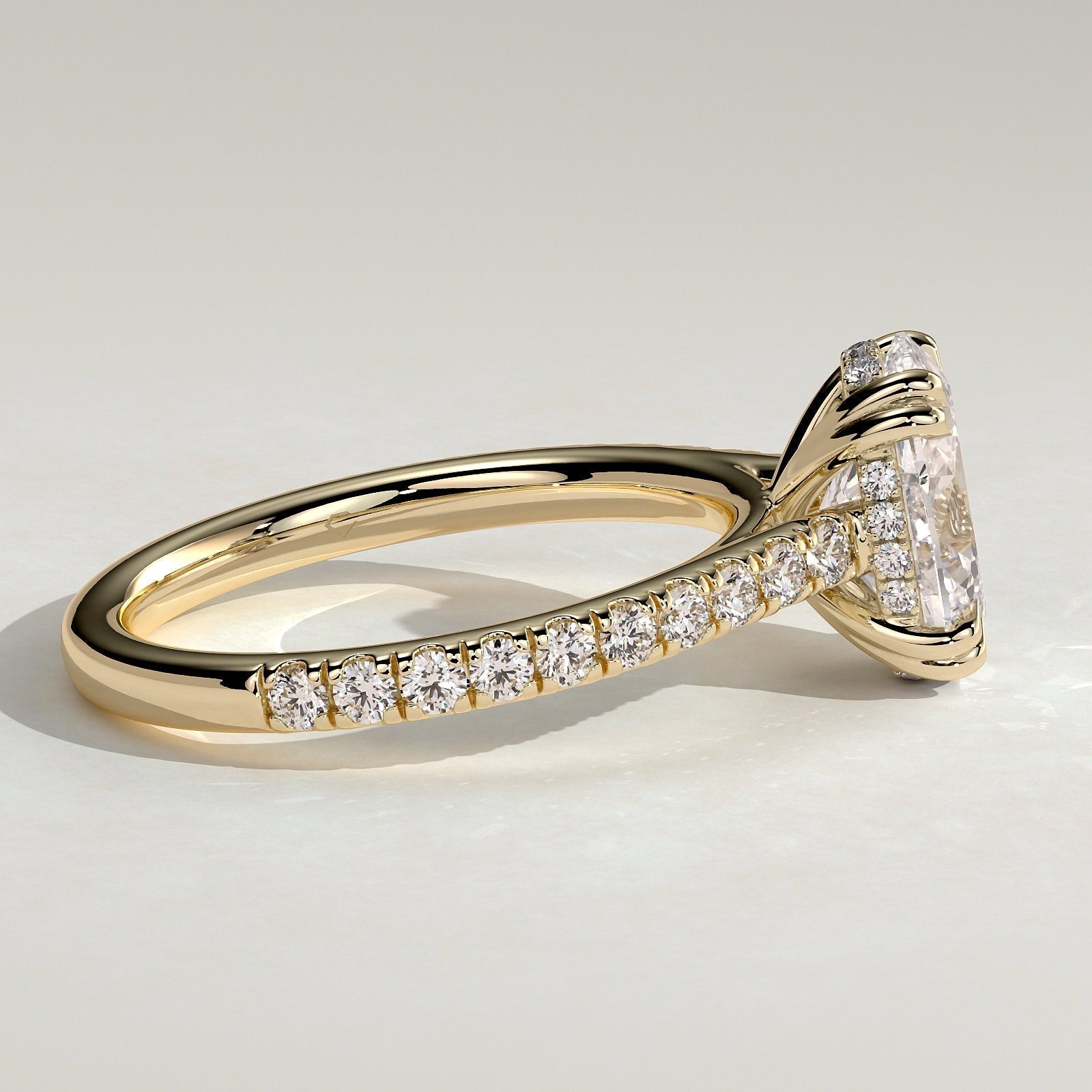 2 CT Oval Pave Moissanite Engagement Ring