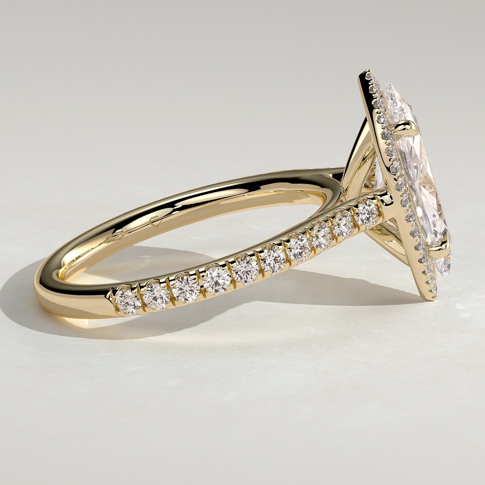 2 CT Marquise Halo & Pave Moissanite Engagement Ring