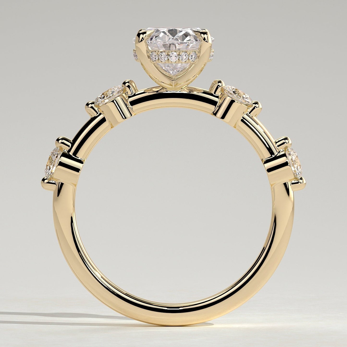 2 CT Oval Hidden Halo & Dainty Pave Moissanite Engagement Ring