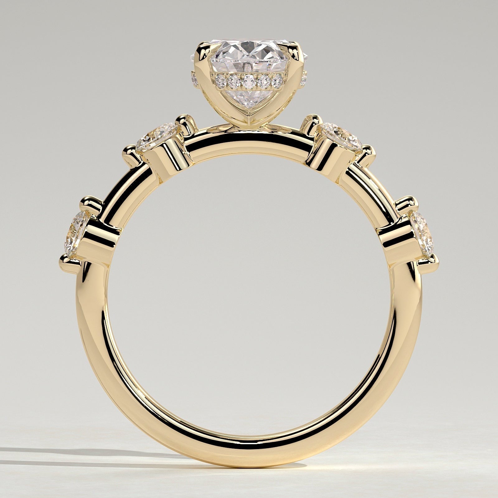 2 CT Oval Hidden Halo & Dainty Pave Moissanite Engagement Ring