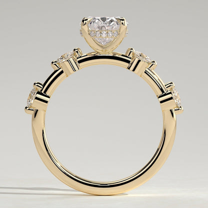 2 CT Oval Hidden Halo & Dainty Pave Moissanite Engagement Ring