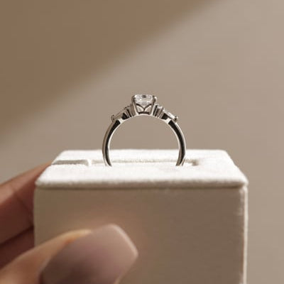 2 CT Emerald Cluster Side Stone Moissanite Engagement Ring