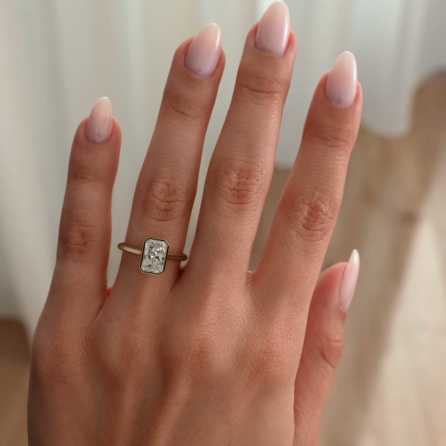 2 CT Radiant Bezel Solitaire Moissanite Engagement Ring